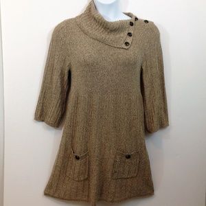 Style&Co Sweater Dress Brown Knit 3/4 Sleeve.